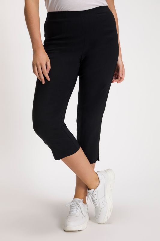 Pantalon en bengaline stretch, longueur 3/4 et taille élastique