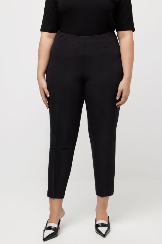 Pantalon 7/8, passepoil, taille élastique, jambe slim