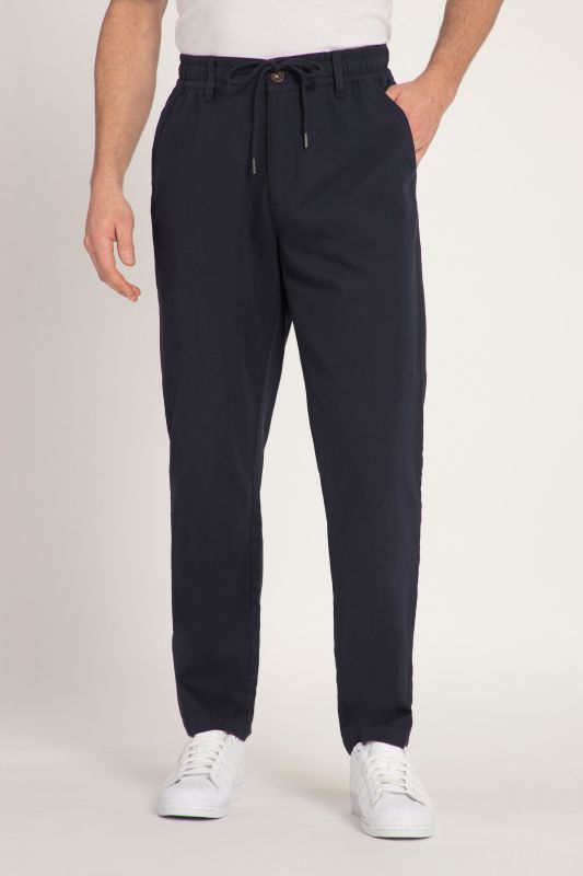 Pantalon aspect lin. Taille élastique. Coupe décontractée.