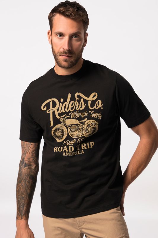 T-shirt avec imprimé moto, à col rond et manches courtes. Jusqu'au 8 XL.