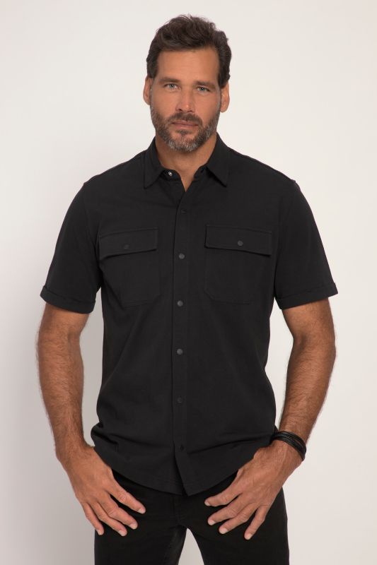 Chemise en jersey à manches courtes, col Kent et coupe Modern Fit