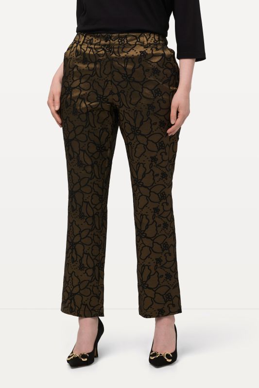 Pantalon jacquard ajusté à motif floral