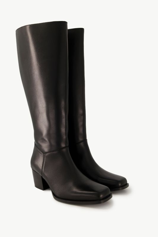 Bottes en cuir tige XL, empiècement élastique - largeur H