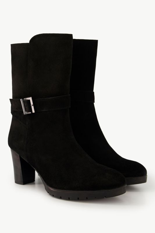 Bottines en cuir avec boucle, semelle de propreté amovible - largeur H