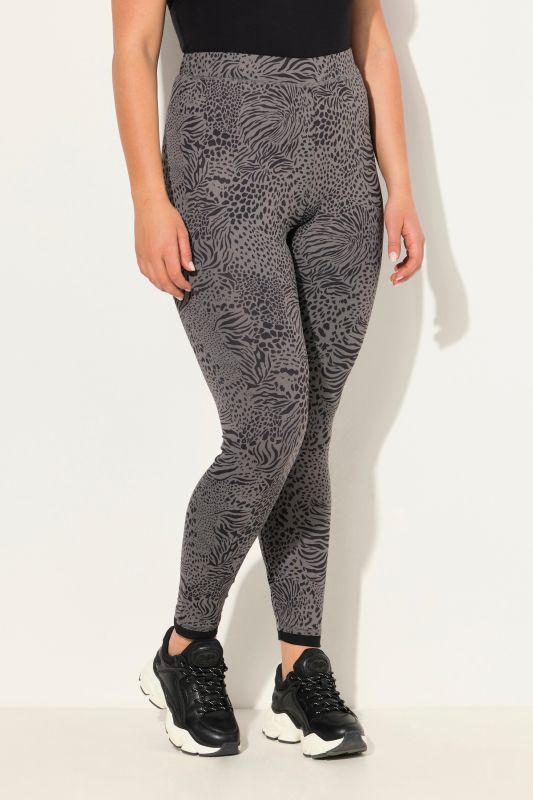 Legging motif léopard. Jambe étroite et bordure en mesh.