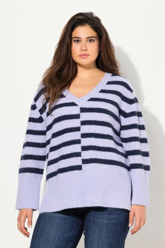 Pull oversize rayé, col rond et manches longues