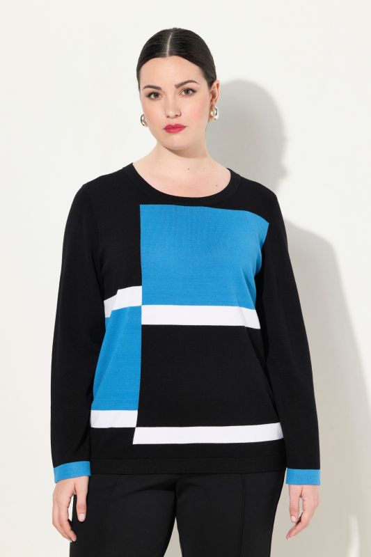 Pull à col rond et manches longues, esprit « colour block »