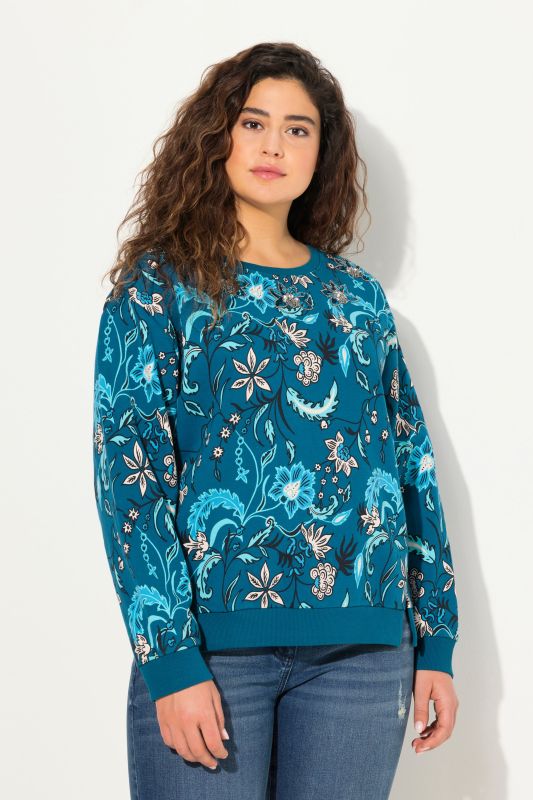 Sweat-shirt à paillettes, coupe oversize, col rond et manches longues