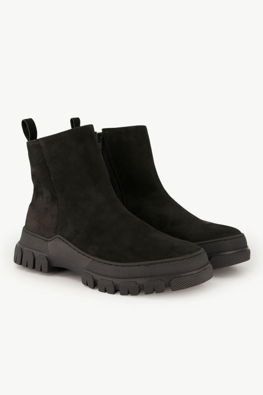 Bottines en cuir avec semelle de propreté amovible, semelle chunky - largeur H