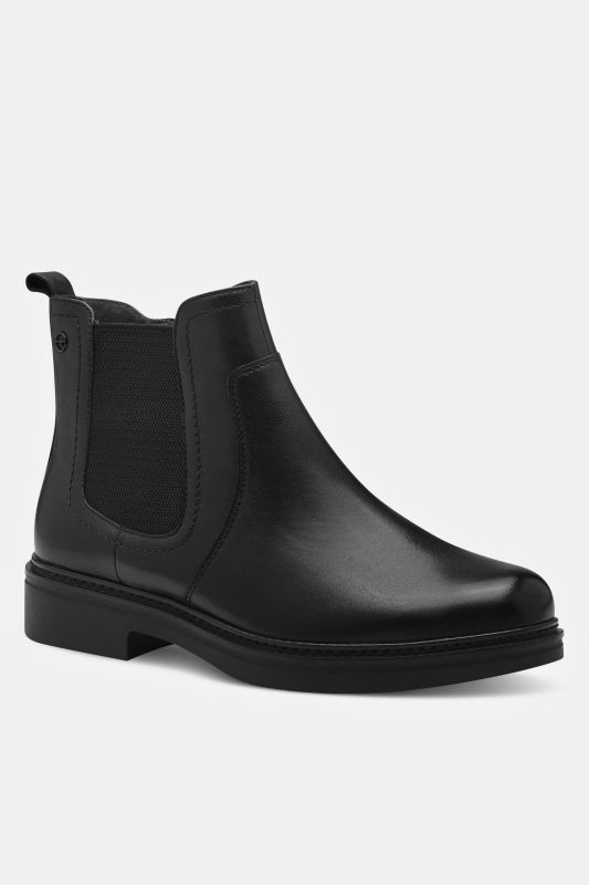 Bottines Chelsea en cuir Tamaris, fermeture zippée, semelle de propreté amovible