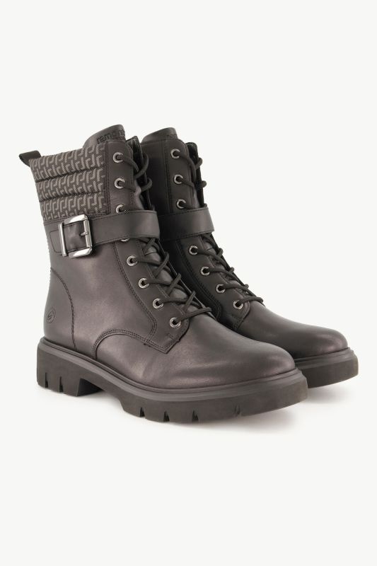 Bottines en cuir Remonte esprit motard, doublure en peau d'agneau, fermeture zippée - largeur G