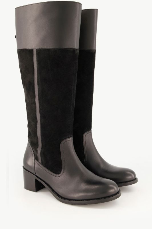 Bottes en cuir tige XL, fermeture zippée - largeur H