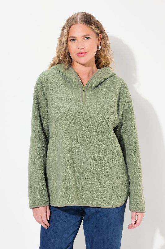 Pull en polaire bouclée, capuche et manches longues