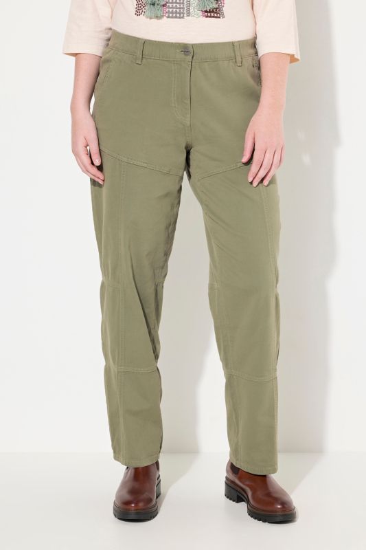 Pantalon cargo en coton bio, jambe large et taille élastique