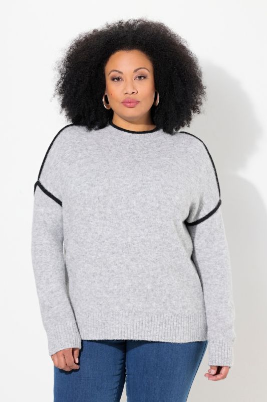 Pull rayé oversize, col montant et manches longues