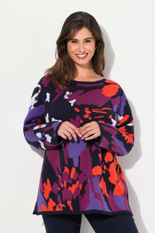 Pull motif Jacquard, encolure bateau, manches longues