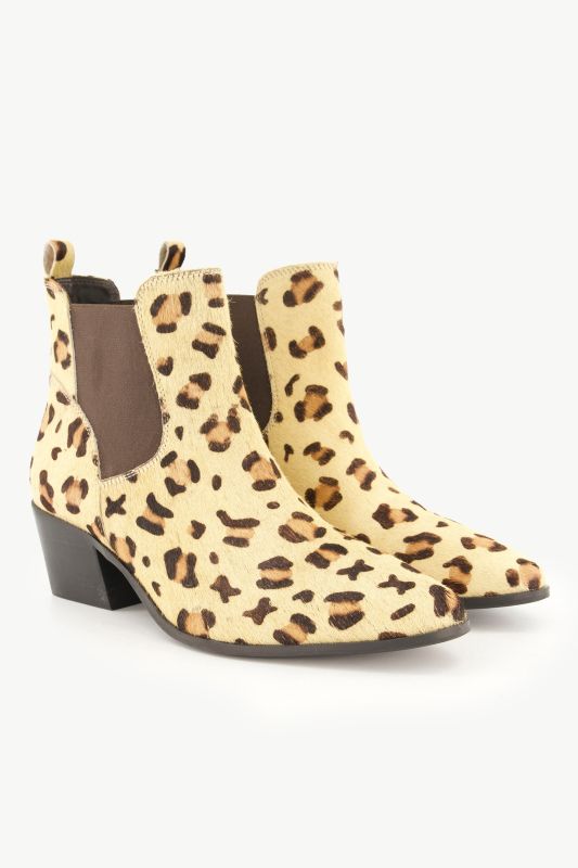 Bottines en cuir motif léopard, largeur H