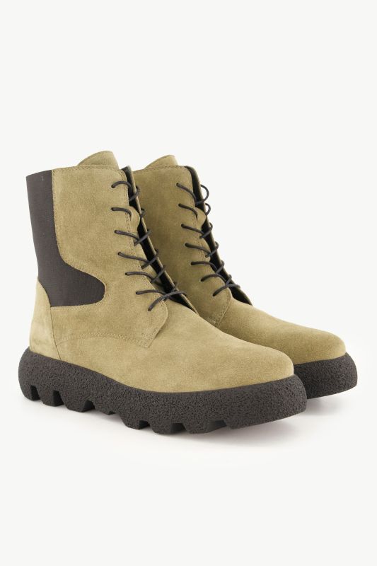 Bottines en cuir, empiècement élastique, semelle de propreté amovible - largeur H