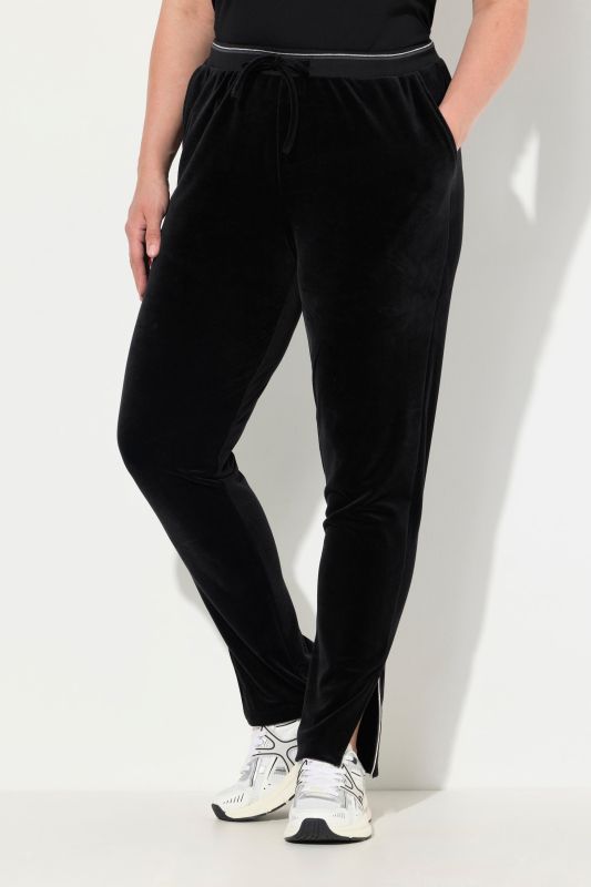 Pantalon de jogging en velours, passepoil brillant, taille élastique et poches