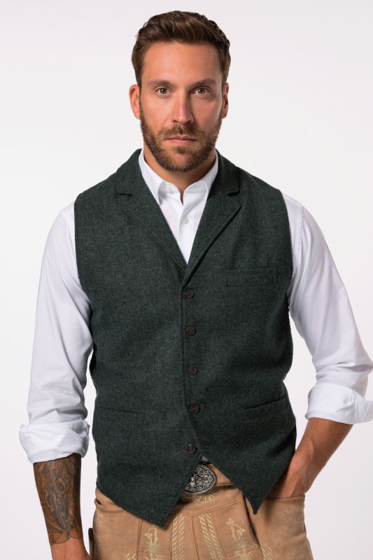 Gilet en tweed JP 1880 avec technologie FLEXNAMIC®, cols à revers, dos en maille