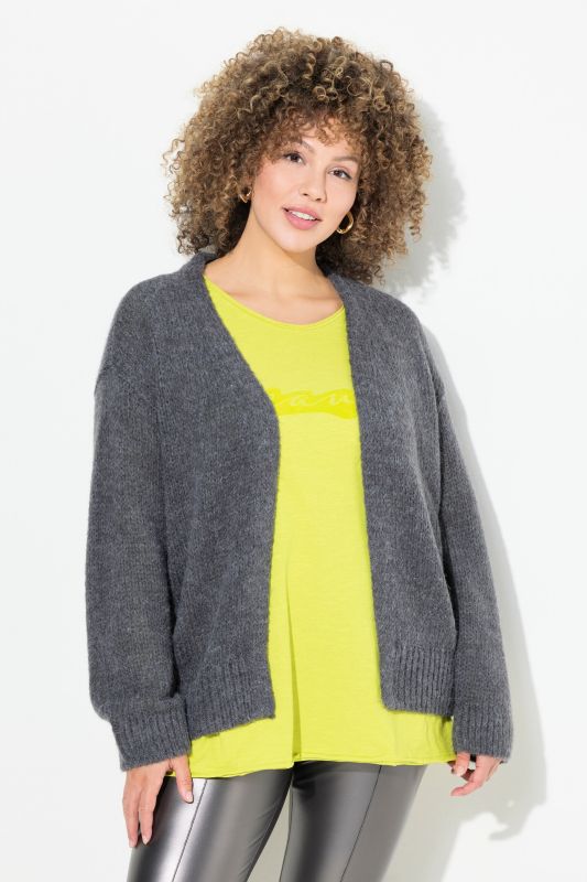 Cardigan ouvert, coupe courte et oversize, contient de la laine