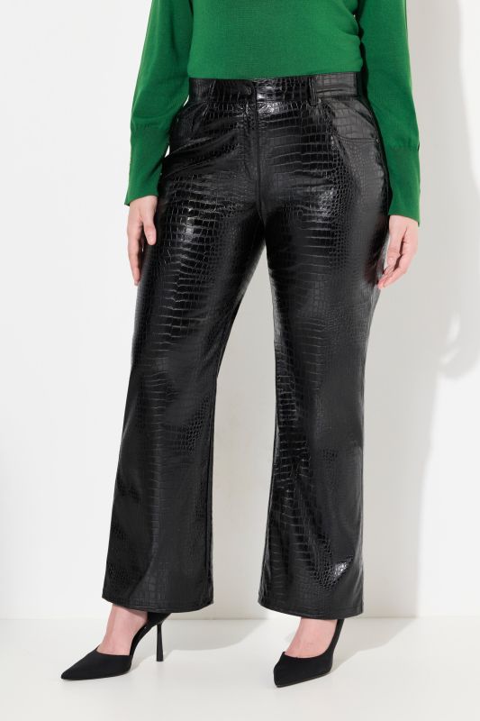 Pantalon large en similicuir Mary, gaufrage croco