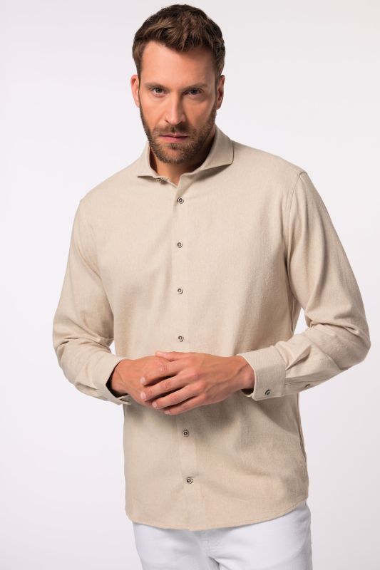 Chemise en flanelle JP 1880, manches longues, col requin, coupe Comfort Fit - jusqu'au 8&nbsp;XL