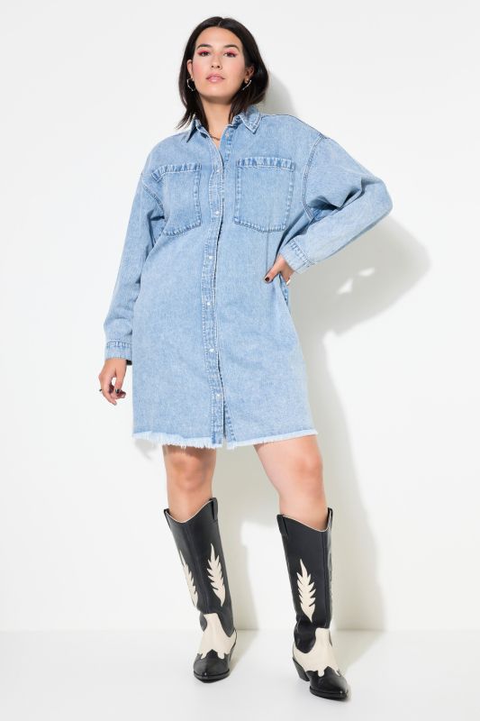 Robe en jean oversize, ourlet effiloché