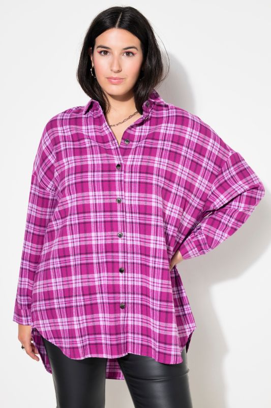 Chemise à carreaux oversize, manches longues