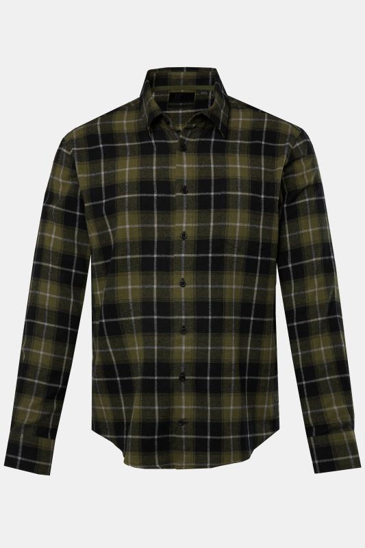 Chemise en flanelle JP 1880 à carreaux. Col Kent. Coupe Modern Fit – jusqu'au 8&nbsp;XL