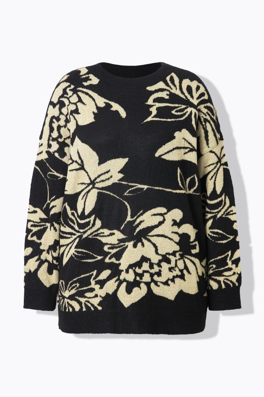 Pull oversize, motif grandes fleurs brillantes