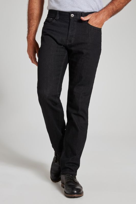 Jean, Regular Fit, taille élastique, 5 poches, denim extensible