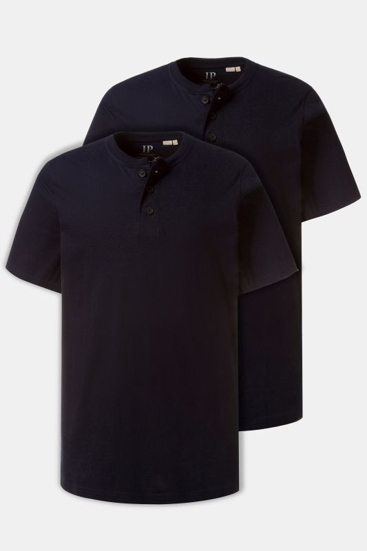 Henley collection Basic, col rond et patte de boutonnage, lot de 2 - jusqu’au 8XL