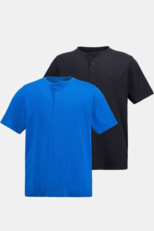 Henley collection Basic, col rond et patte de boutonnage, lot de 2 - jusqu’au 8XL