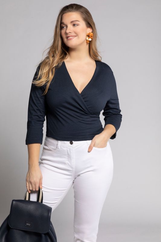 Boléro en jersey noué à la taille. Veste courte à manches 3/4