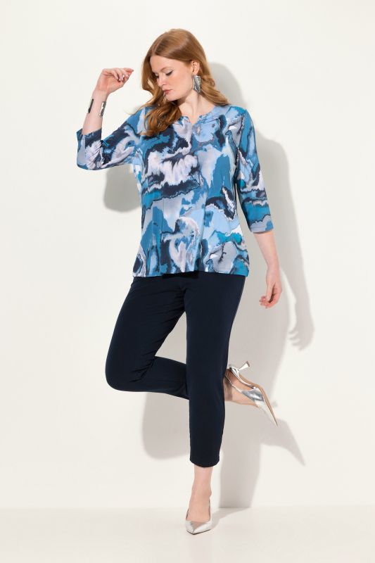 Pantalon 7/8, passepoil, taille élastique, jambe slim