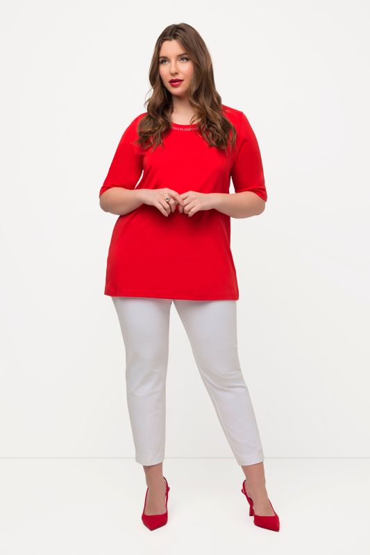 Pantalon 7/8, passepoil, taille élastique, jambe slim