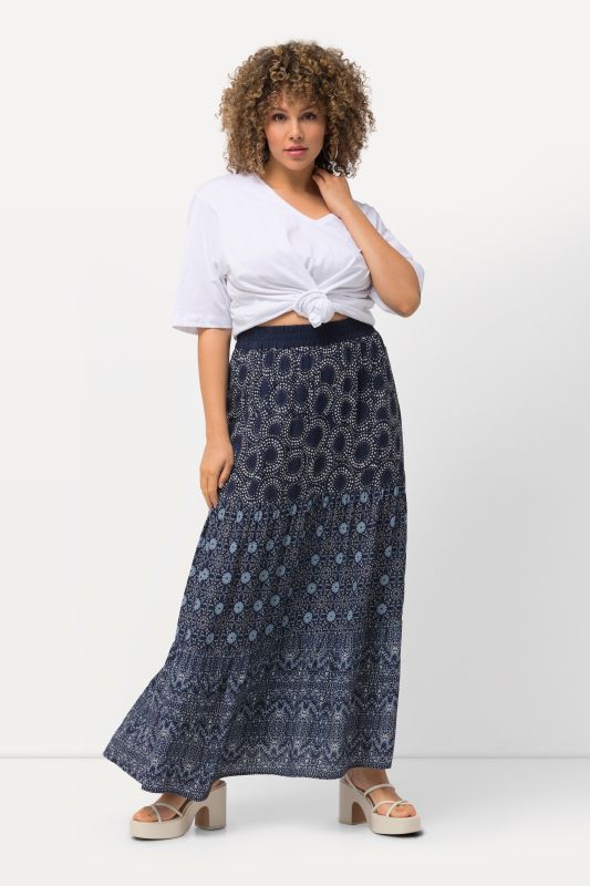 Jupe à dégradés, mélange de motifs et taille élastique. Ligne A