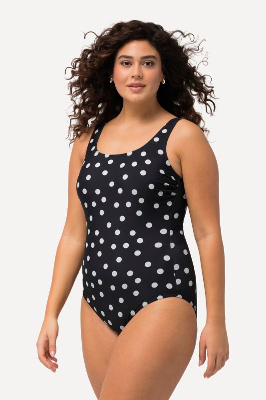 Maillot de bain à pois, décolleté rond, sans bonnets souples