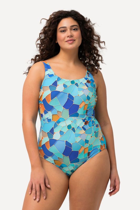 Maillot de bain à imprimé, sans bonnets souples, décolleté rond