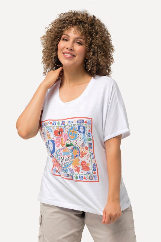 T-shirt oversize, col rond et manches courtes, motif cœur