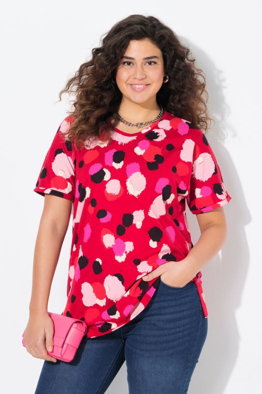 T-shirt oversized à décolleté rond, manches courtes. Imprimé taches