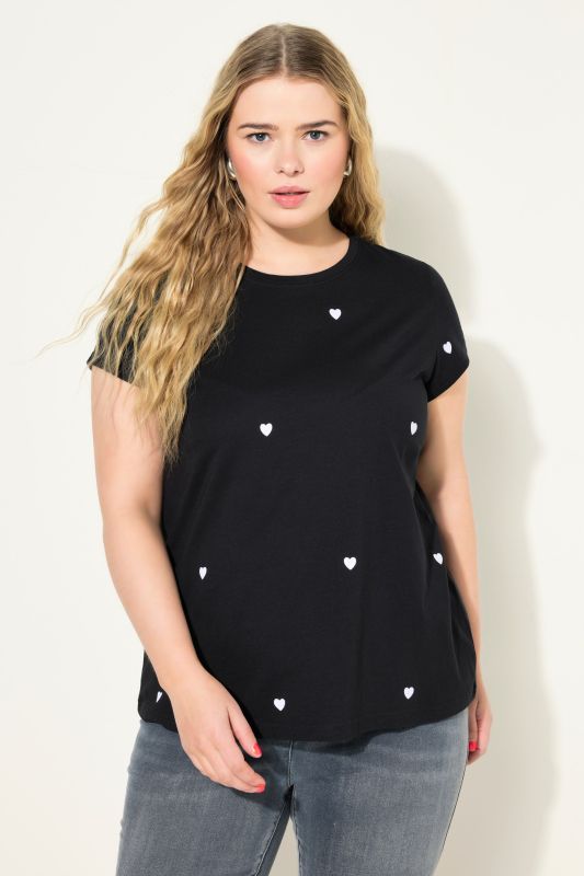 T-shirt à col rond, avec cœurs