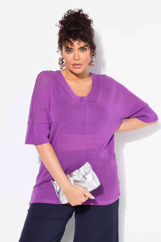 Pull oversize avec couture fantaisie, col V et manches longues