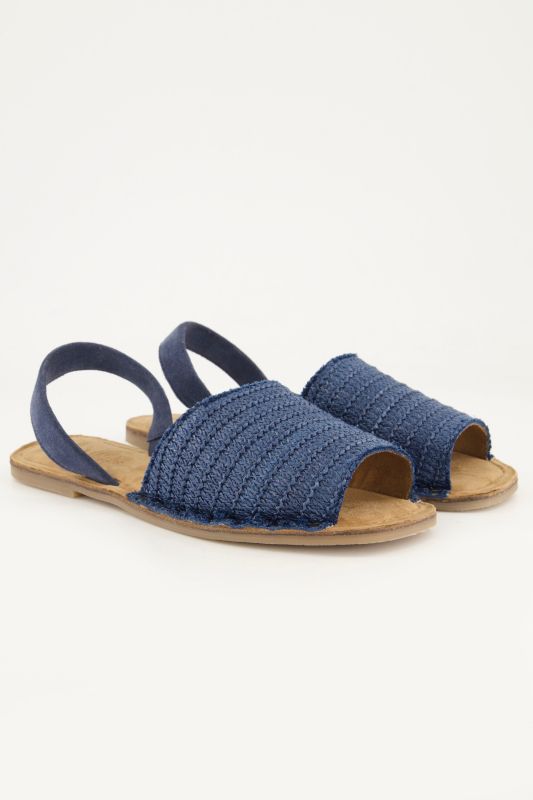 Sandales en raphia et cuir suédé - largeur H