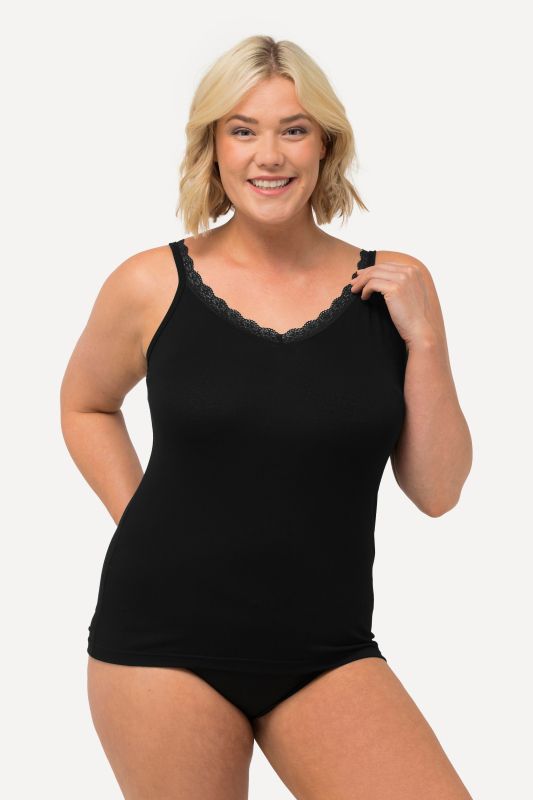 Maillot de corps avec dentelle, en viscose de bambou très agréable sur la peau