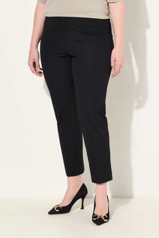 Pantalon 7/8, passepoil, taille élastique, jambe slim