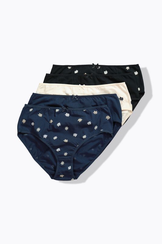 Culottes midi, lot de 5, fleurs/unies