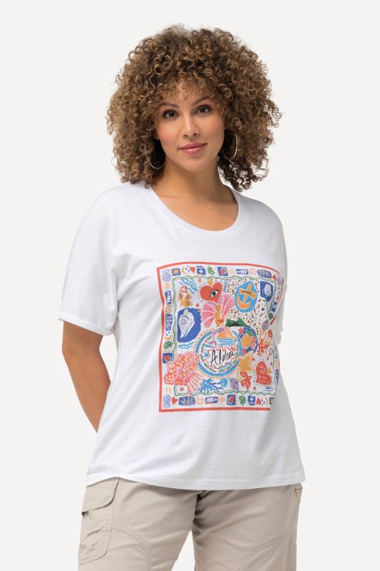 T-shirt oversize, col rond et manches courtes, motif cœur