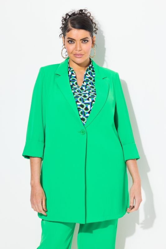 Blazer col à revers, fermeture 1 bouton et manches 3/4